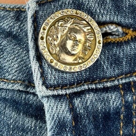 Immortality Women's Blue Dark Wash Low Rise Flared Bootcut Denim Jeans Size 28 - Picture 5 of 7